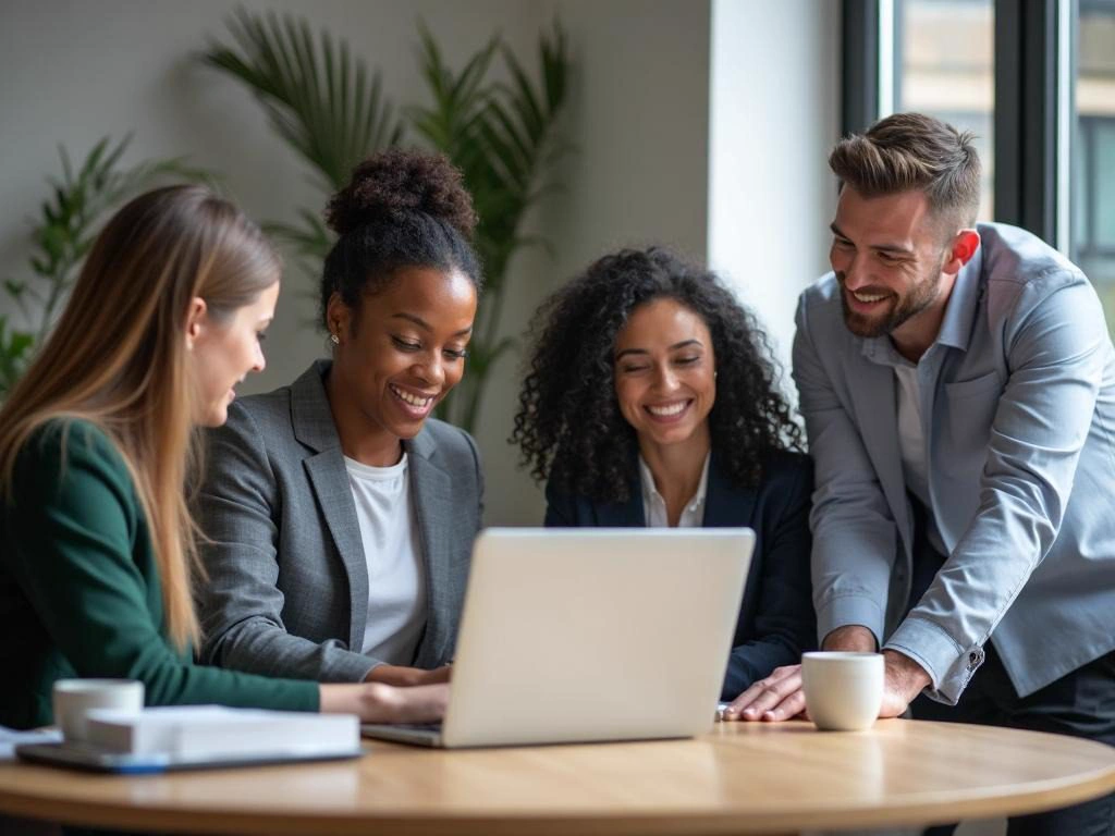 Small business team working together safely